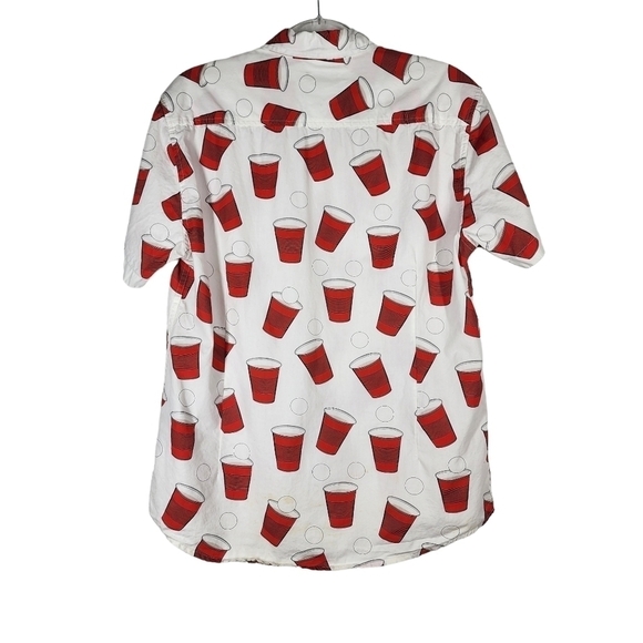 SUPER MASSIVE RED SOLO PING PONG GAME BUTTON FRONT SHIRT - Picture 4 of 10